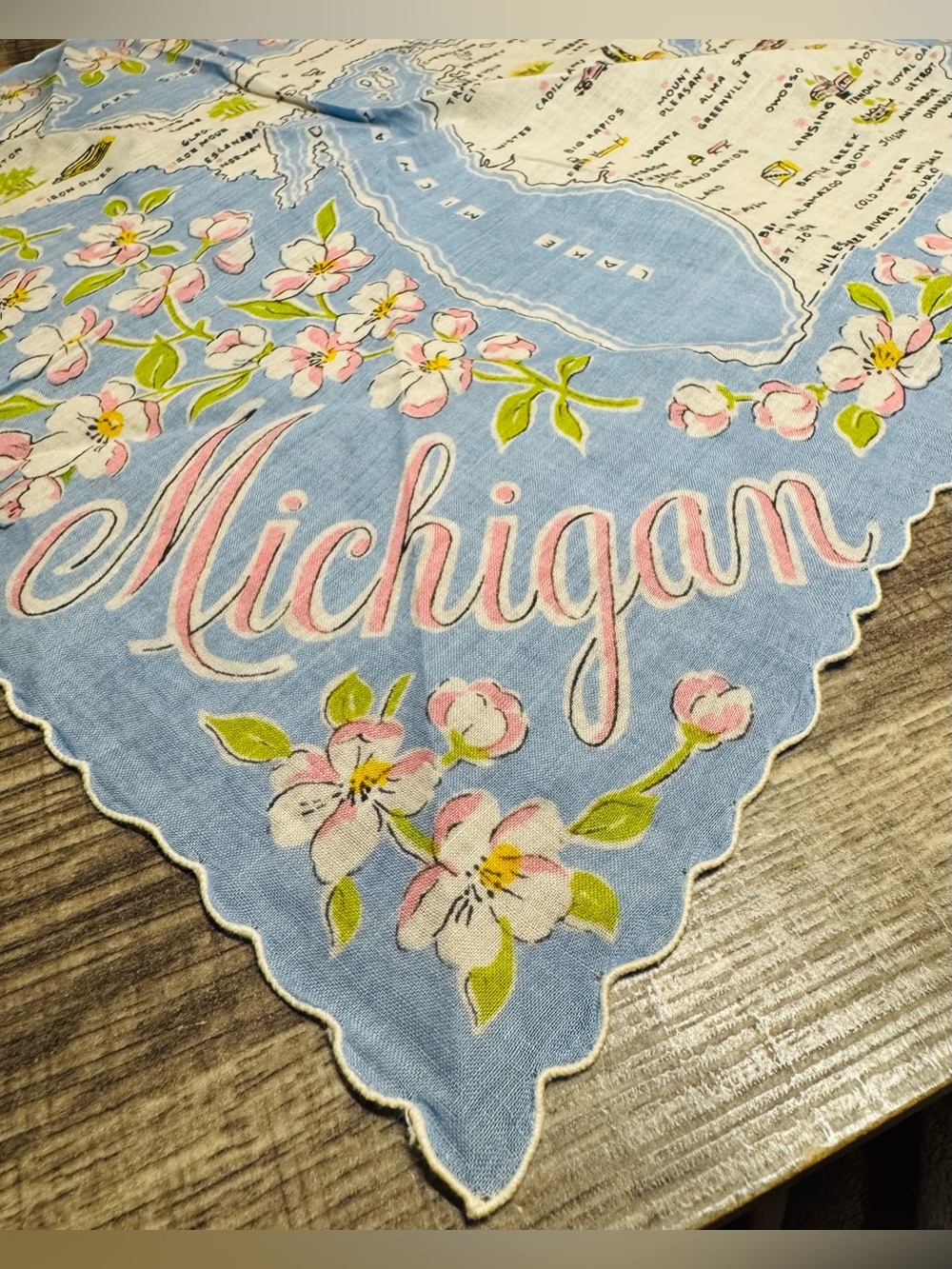 Vintage Michigan & New London WI Souvenir Handkerchief Lot 3 Pc - Picture 4 of 7